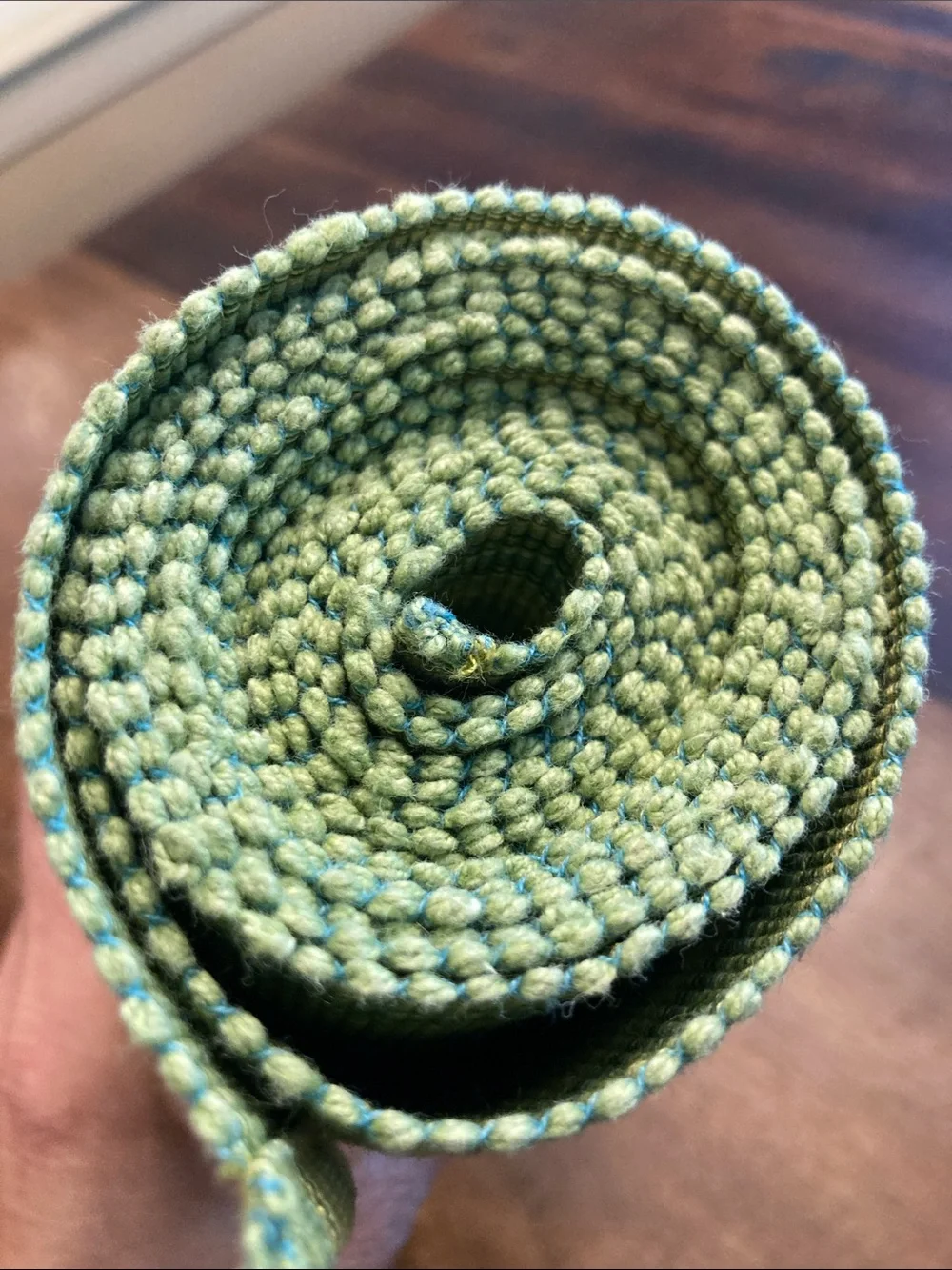Woven Green Striped Table Runner chartreuse teal home dinning